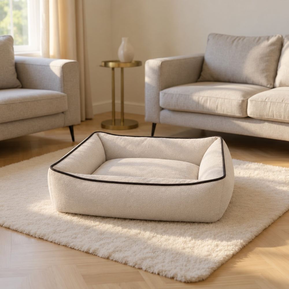 Elan luxury bouclé pet lounger bed for dogs and cats